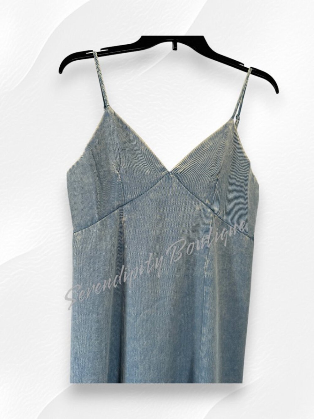Zenana Eco Sustainable Tencel Lightweight Mineral Wash Denim Strap Maxi Dress - Picture 3 of 8